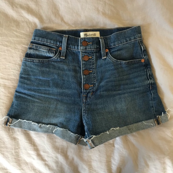 Madewell High Rise Button Fly Denim Shorts - Picture 1 of 4